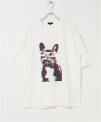 涼感/速乾/UV CUT小狗立體錯位印花T恤(法國鬥牛犬-M-COLOR A)