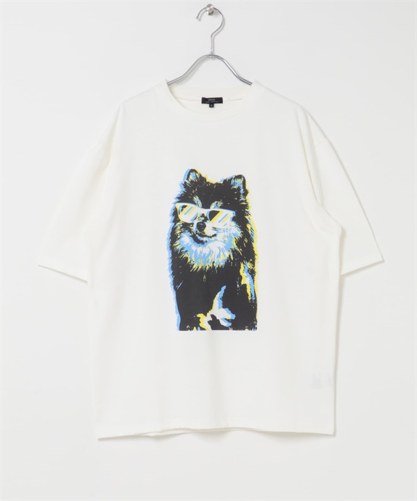 涼感/速乾/UV CUT小狗立體錯位印花T恤(博美犬-M-COLOR B)