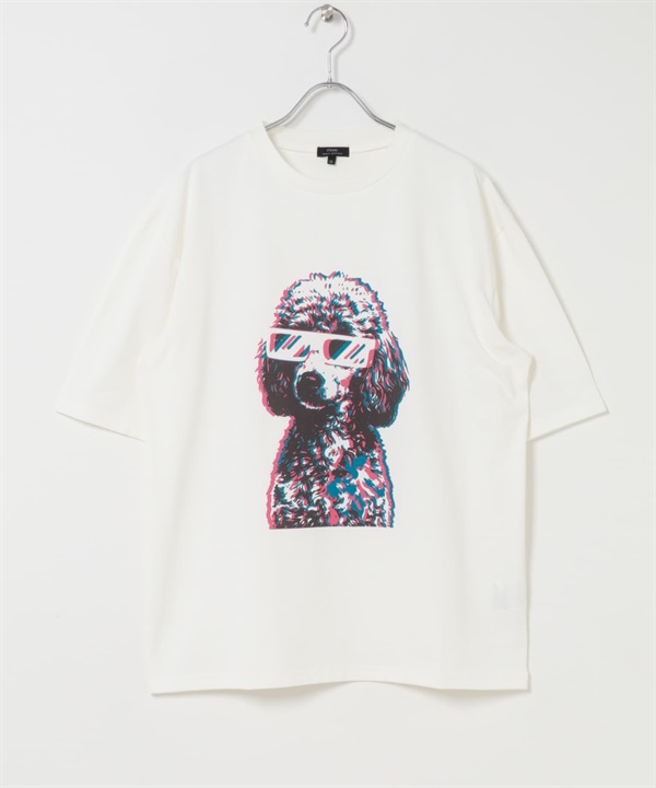 涼感/速乾/UV CUT小狗立體錯位印花T恤(貴賓犬-M-COLOR C)