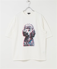 涼感/速乾/UV CUT小狗立體錯位印花T恤(貴賓犬-M-COLOR C)