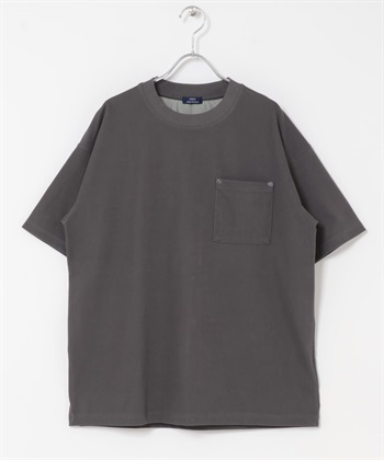 涼感斜紋口袋T恤(炭灰色-M-CHARCOAL GRAY)