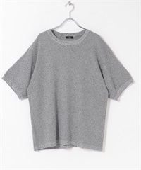 【涼感 / 抗起球】乾爽觸感混色紗針織T恤(炭灰色-M-CHARCOAL GRAY)