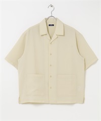 EASY CARE/速乾混麻料機能短袖教練襯衫(米白色-M-OFF WHITE)