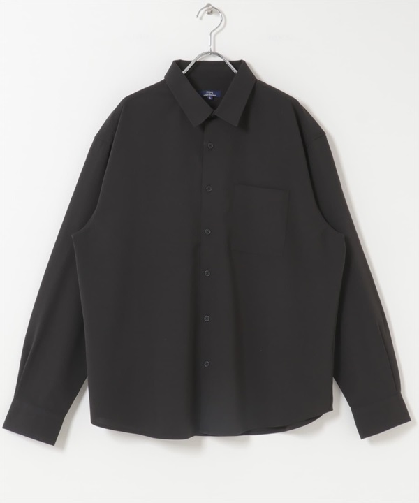 楊柳紗基本領長袖襯衫(黑色-M-BLACK)