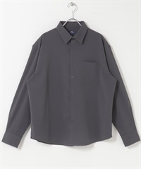 楊柳紗基本領長袖襯衫(深灰色-M-DARK GRAY)