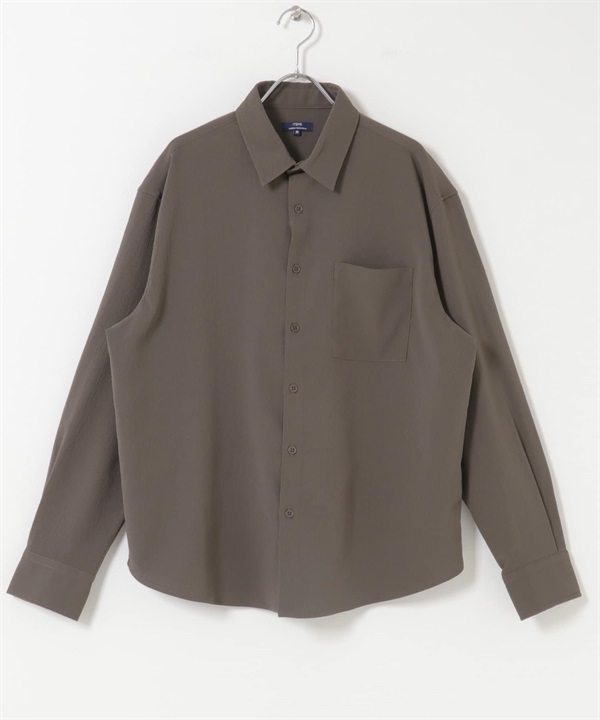 楊柳紗基本領長袖襯衫(橄欖綠-M-OLIVE)