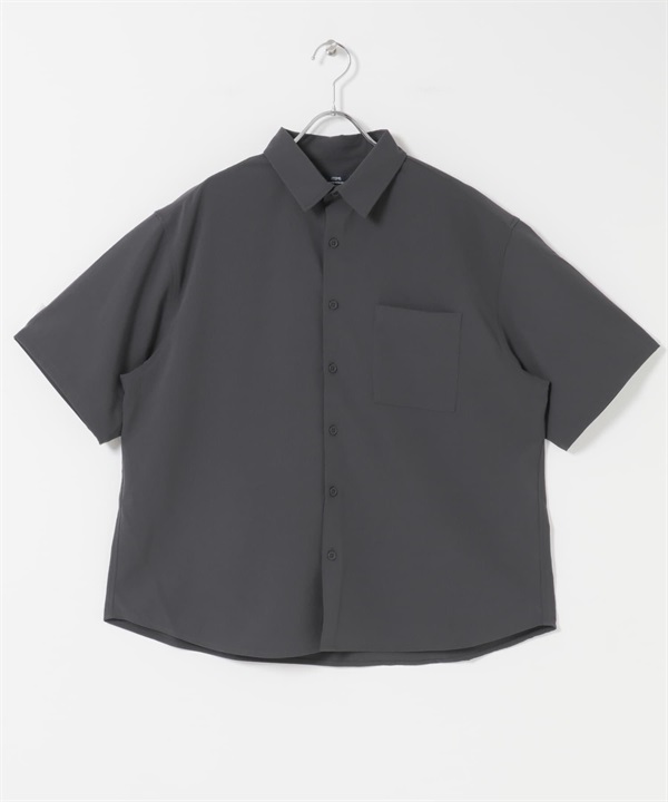 楊柳紗標準領短袖襯衫(深灰色-M-DARK GRAY)