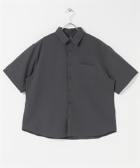 楊柳紗標準領短袖襯衫(深灰色-M-DARK GRAY)
