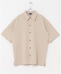 2WAY彈性壓扣短袖襯衫(膚色-M-BEIGE)