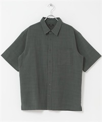 Quick Dry涼感仿亞麻短袖襯衫(炭灰色-M-CHARCOAL GRAY)