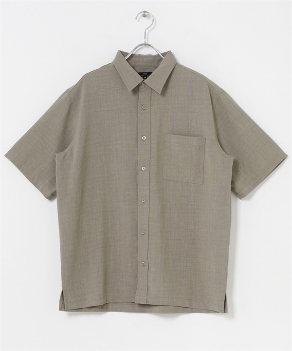 Quick Dry涼感仿亞麻短袖襯衫(膚色-M-BEIGE)