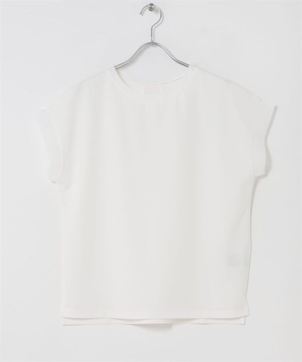 背面打褶法式袖套衫(白色-FREE-WHITE)