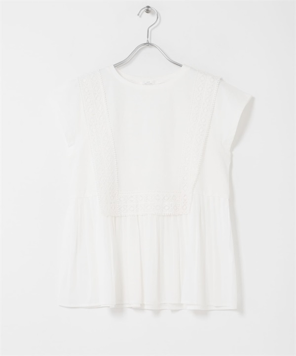 蕾絲飾邊套衫(白色-FREE-WHITE)