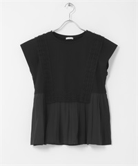 蕾絲飾邊套衫(黑色-FREE-BLACK)