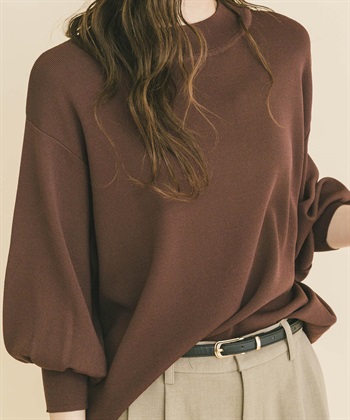 總針蓬袖針織衫