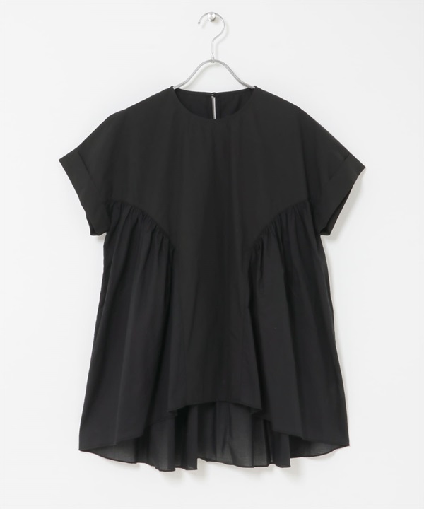 碎褶長版罩衫(黑色-FREE-BLACK)