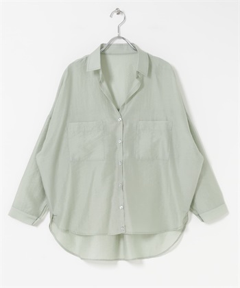 透膚V字領緣口袋襯衫(薄荷綠-FREE-MINT)