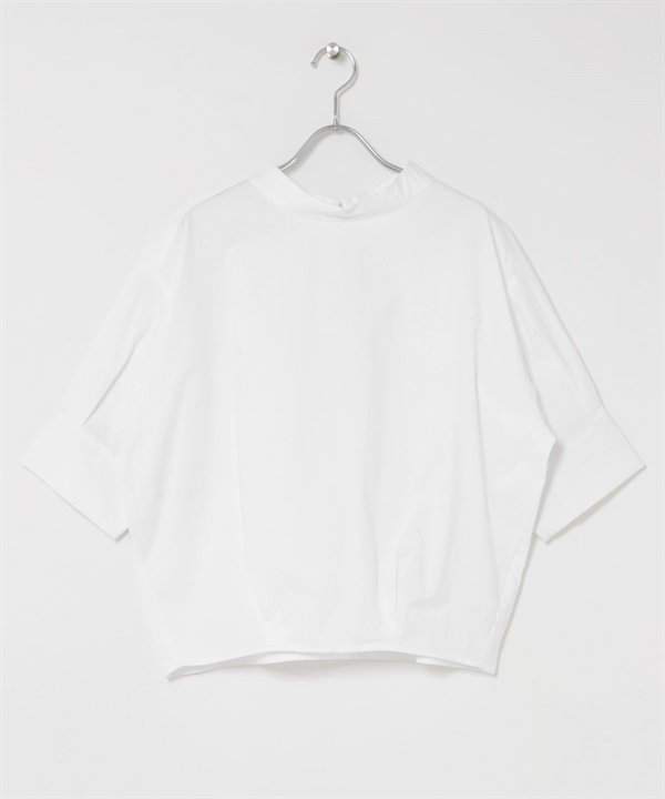 五分袖高領罩衫(白色-FREE-WHITE)