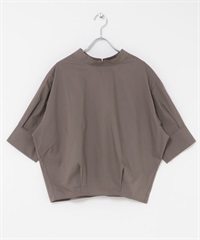 五分袖高領罩衫(炭灰色-FREE-CHARCOAL GRAY)