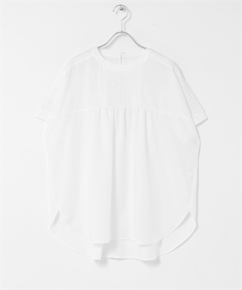 細褶蕾絲罩衫(米色-FREE-OFF WHITE)