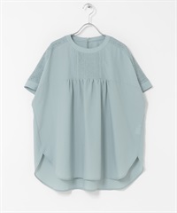 細褶蕾絲罩衫(淺藍色-FREE-LIGHT BLUE)