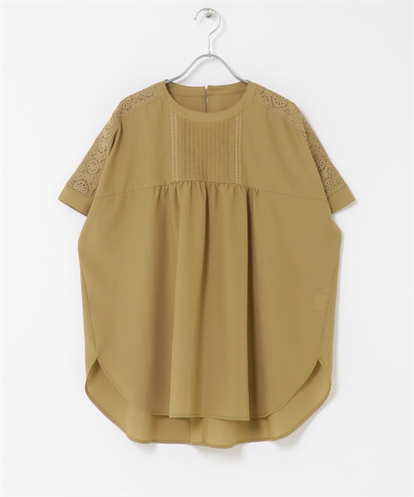 細褶蕾絲罩衫(駝色-FREE-CAMEL)