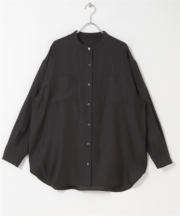 透膚立領襯衫(黑色-FREE-BLACK)