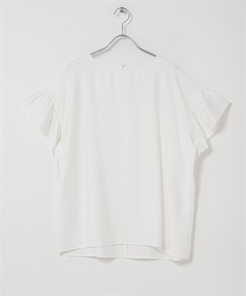 袖子荷葉邊罩衫(米色-FREE-OFF WHITE)