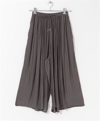 鬆緊帶抽繩褲裙(炭灰色-FREE-CHARCOAL GRAY)