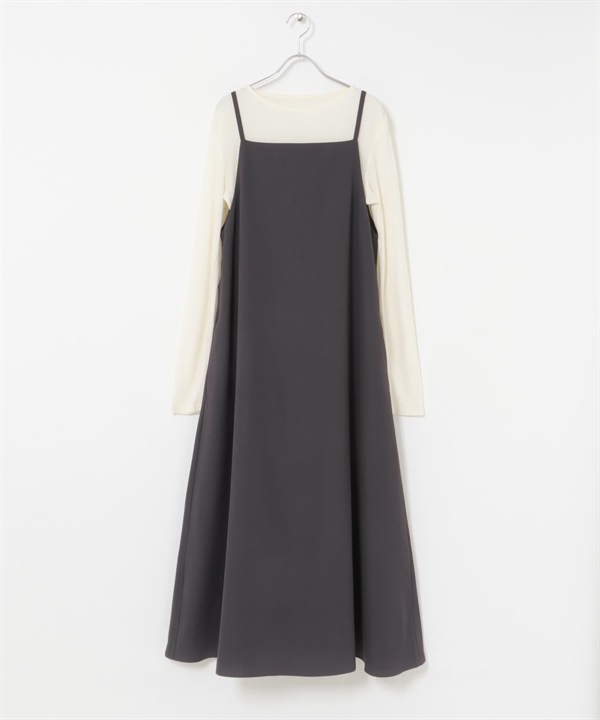 【成套組合】透膚上衣 × 細肩帶洋裝(炭灰色-FREE-CHARCOAL GRAY)