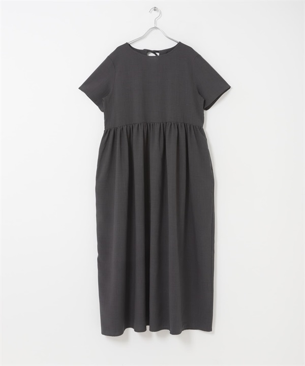 涼感/UV CUT/EASY CARE SMOOTH LINEN TOUCH 洋裝(炭灰色-FREE-CHARCOAL GRAY)