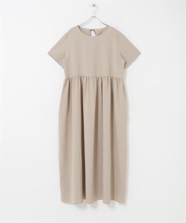 涼感/UV CUT/EASY CARE SMOOTH LINEN TOUCH 洋裝(膚色-FREE-BEIGE)