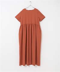 涼感/UV CUT/EASY CARE SMOOTH LINEN TOUCH 洋裝(橘色-FREE-ORANGE)