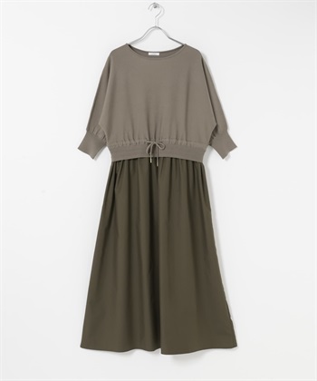 針織拼接洋裝(深膚色-FREE-其他膚色)