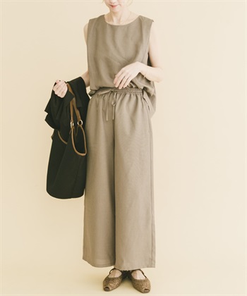 【成套組合】仿亞麻罩衫 × 長褲