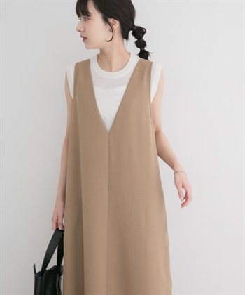涼感/UV CUT/EASY CARE SMOOTH LINEN TOUCH 背心裙