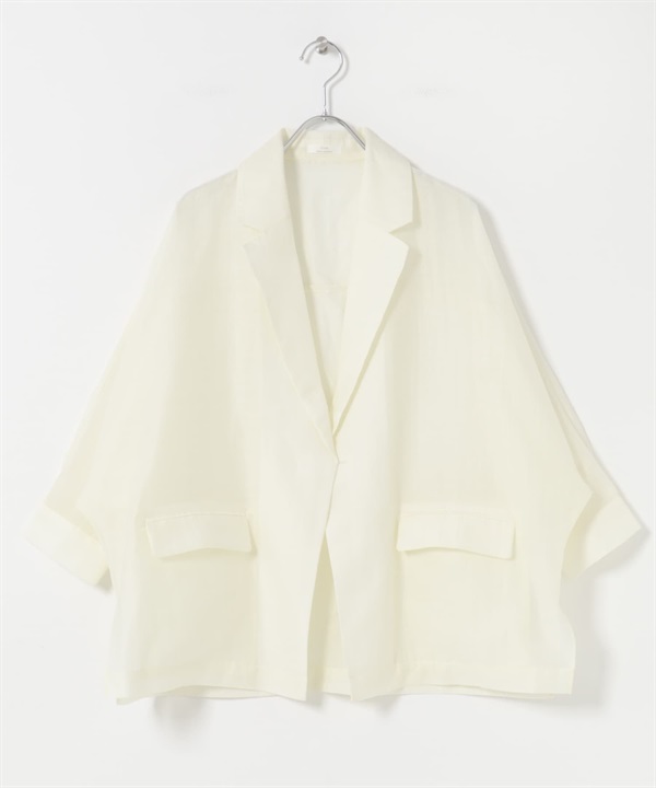 透膚蝙蝠袖西裝外套(米色-FREE-OFF WHITE)