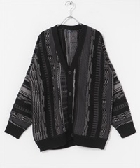 緹花針織開襟衫(黑色-M-BLACK)