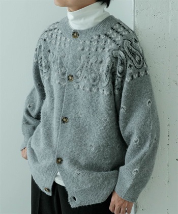 佩茲利緹花圓領開襟衫