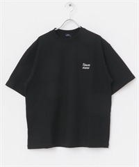 刺繡人字紋緹花T恤(黑色-M-BLACK)