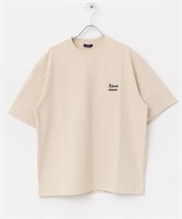 刺繡人字紋緹花T恤(膚色-M-BEIGE)