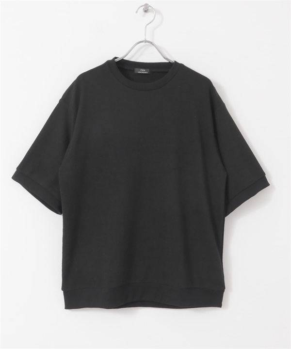 皺紋雪紡圓領T恤(黑色-S)