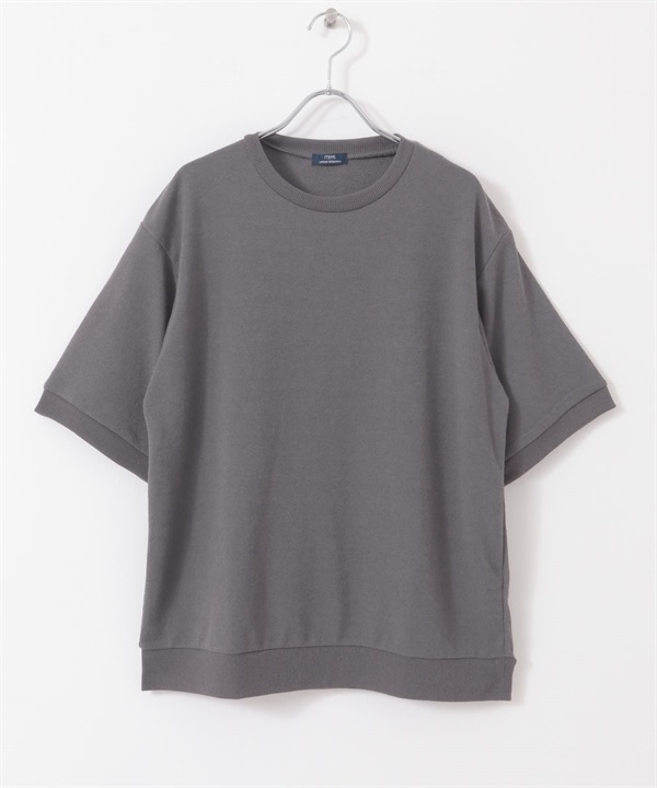 皺紋雪紡圓領T恤(炭灰色-S)