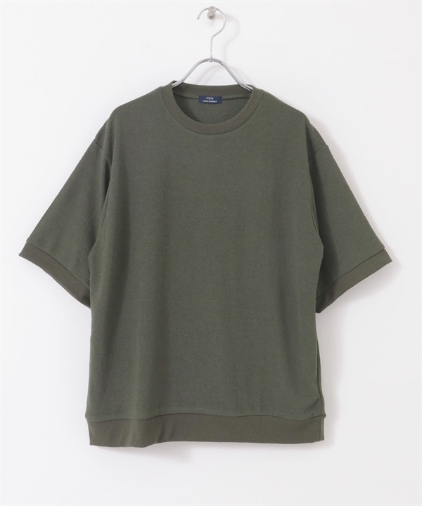 皺紋雪紡圓領T恤(卡其綠-S)