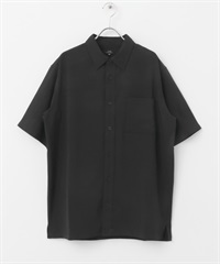 Quick Dry 仿亞麻短袖襯衫(黑色-M-BLACK)