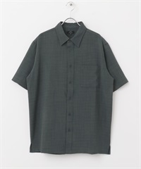 Quick Dry 仿亞麻短袖襯衫(炭灰色-M-CHARCOAL GRAY)