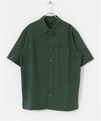 Quick Dry 仿亞麻短袖襯衫(綠色-M-GREEN)