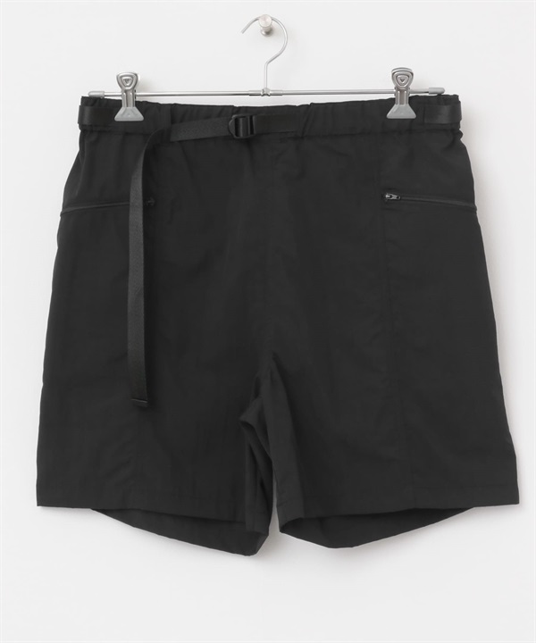 【防潑水/涼感】NYLON TASLAN 織帶腰帶短褲(黑色-M-BLACK)
