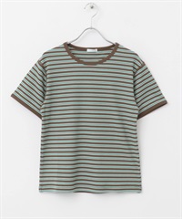 蜂巢華夫格橫紋T恤(棕色-FREE-BROWN)