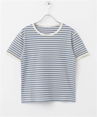 蜂巢華夫格橫紋T恤(藍色-FREE-BLUE)